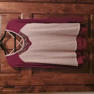 Maurices L Maroon LS dress shirt